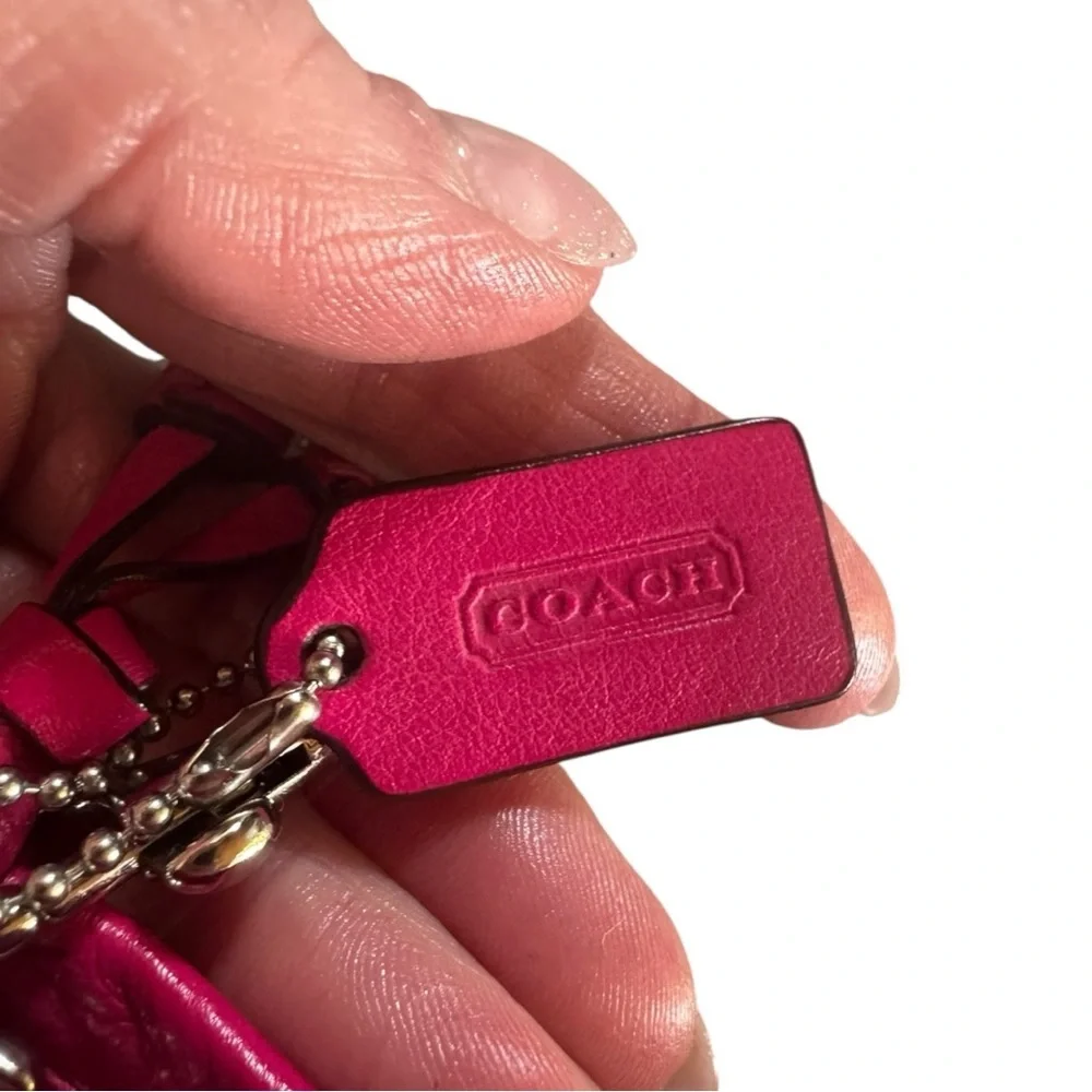 COACH Legacy Hot Pink Leather Wristlet with Silver Hardware